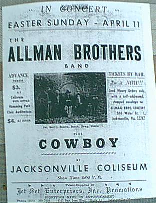this is a copy a friend,Brother Don Bacon sent me years ago ..of a JAX show on April 11,1969, he grew up with the Truck's boys playing corkball with them,,,,